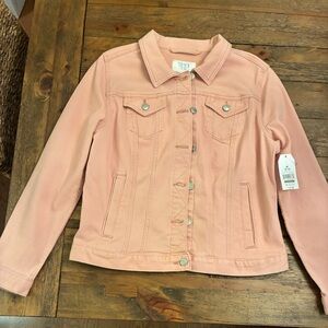 Soft Pink Collar Jean Jacket